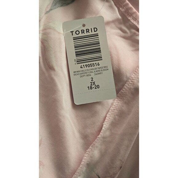 Torrid Pink Floral Pockets Off-Shoulder Midi Challis Dress Size 2X - Picture 6 of 11